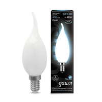 Лампа светодиодная филаментная Filament 5Вт свеча на ветру 4100К нейтр. бел. 450лм milky GAUSS 104201205