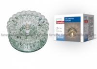 Светильник декоративный встраиваемый DLS-F124 G4 GLASSY/CLEAR "Fiore" без лампы основание стекло цвет зеркальный отделка кристалл прозр. Fametto 10643