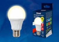 Лампа светодиодная LED-A60 8W/WW/E27/FR грушевидная PLP01WH форма "А" мат. серия "ЯРКАЯ" свет теплый бел. 3000К упак. картон Uniel UL-00001522