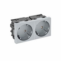 Розетка двойная 33° Modul45connect, 250 В, 16A (серебристый) (STD-D3C AL2) | 6120492 OBO Bettermann