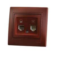 Розетка компьютерная RJ45 + телефонная RJ11 СП Мира 16А IP20 вишня LEZARD 701-0601-143