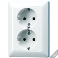 Розетка штепсельная SCHUKO 16A 250V сдвоенная слоновая кость JUNG 5022U