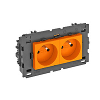 Розетка двойная 0° Modul45connect франц. стандарт, 250 В, 16A (оранжевый) (STD-F0C8 ROR2) | 6120624 OBO Bettermann