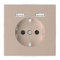 Розетка 3-м СП 1мод. Merten D-Life 16А IP20 Schuko с 2-мя заряд. устройствами USB 2.4А шампань SchE MTN2366-6051 Schneider Electric