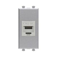 Компьютерная розетка RJ-45 без шторки модульная, кат.5е экранированная, "Avanti", "Закаленная сталь", 1 модуль | 4404761 DKC (ДКС)