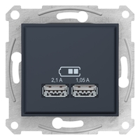 Механизм зарядного устройства USB Sedna 2.1А (2х1.05А) графит SchE SDN2710270 Schneider Electric