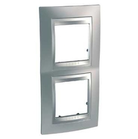 Рамка 2-м Unica Top верт. хром матовый/алюм. SchE MGU66.004V.038 Schneider Electric