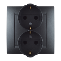 Розетка двойная 2P+E 16А 250В Simon15 винт.зажим графит - 1590459-038