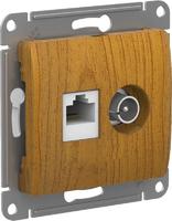 Механизм розетки компьютерной + ТВ 2-м GLOSSA RJ45 кат. 5Е дерево дуб SchE GSL000589 Schneider Electric