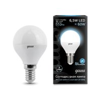 Лампа светодиодная LED 6.5 Вт 550 Лм 4100К белая Е14 Шар Black Gauss - 105101207