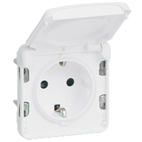Механизм розетки 1-м СП Plexo 16А IP55 250В 2P+E с заземл. немецк. стандарт антибактер. бел. Leg 070722 Legrand