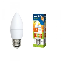Лампа светодиодная LED-C37-6W/WW/E27/FR/O 6Вт свеча 3000К тепл. бел. E27 450лм 175-250В Volpe UL-00001066 Uniel