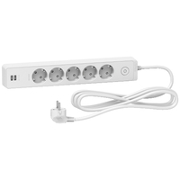 Удлинитель UNICA EXTEND 5 розеток 2К+З кабель 3м 2 USB бел. SchE ST945U3W Schneider Electric