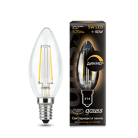 Лампа светодиодная LED 5 Вт 420 Лм 2700К теплая Е14 Свеча диммируемая Filament Gauss - 103801105-D
