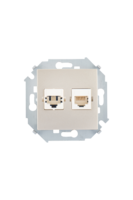 Механизм розетки комп. + телеф. 1-м СП Simon15 RJ11 RJ45 CAT.5E шампань Simon 1591590-034