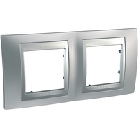 Рамка 2-м Unica Top горизонт. матов. хром/алюм. SchE MGU66.004.038 Schneider Electric