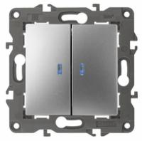 Выключатель Эра Elegance 14-1105-03 2-клавишный с подсветкой встроенный 250 В 10 А IP 20 алюминий Б0034239 (Энергия света)