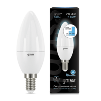 Лампа светодиодная LED 7 Вт 550 Лм 4100К белая E14 Свеча шаг. диммирование Black Gauss - 103101207-S