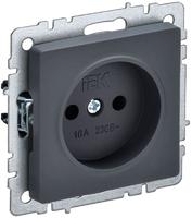 Розетка BRITE РС10-1-0-БрГ 10А без заземл. защ. шторок графит IEK BR-R10-10-K53 (ИЭК)
