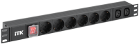 Блок розеток 6-м PDU немец. станд. + 2 С13 LED 1U вх. С14 алюм. ITK PH12-6D2C133 IEK (ИЭК)