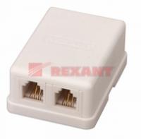 Розетка телефонная 2 гн RJ-11(6P-4C) внешняя (50 шт/уп) REXANT 03-0002