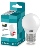 Лампа светодиодная Eco G45 5Вт шар 4000К нейтр. бел. E27 450лм 230-240В IEK LLE-G45-5-230-40-E27 (ИЭК)