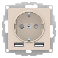 Механизм розетки 3-м СП AtlasDesign 16А IP20 с 2-мя заряд. устройствами USBA+A 5В/2.4А 2х5В/1.2А беж. SchE ATN000230 Schneider Electric