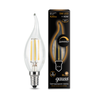 Лампа светодиодная LED 5 Вт 420 Лм 2700К теплая Е14 Свеча на ветру диммируемая Filament Gauss - 104801105-D