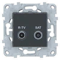 Механизм розетки R-TV/SAT UNICA NEW проходная антрацит SchE NU545654 Schneider Electric
