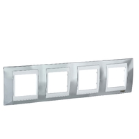 Рамка 4-м Unica серебро бел. вставка SchE MGU66.008.810 Schneider Electric