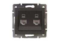 Механизм розетки компьютерной RJ45 2-м Рейн матов. черн. графит LEZARD 703-4188-141