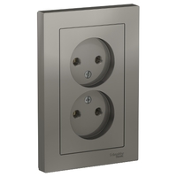 Розетка 2-м СП AtlasDesign 16А IP20 без заземл. в сборе сталь SchE ATN000920 Schneider Electric
