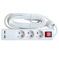 Удлинитель SMART 3х5м с заземл. 10А выкл. 2-х USB 8535 IN HOME 4690612010434