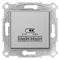 Механизм USB SEDNA зарядного устройства 2.1А (2x1.05А) алюминий - SDN2710260 Schneider Electric
