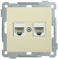 Механизм розетки комп. 2-м СП BOLERO РК10-2-Б RJ45 Cat5e крем. IEK EKB25-K33 (ИЭК)
