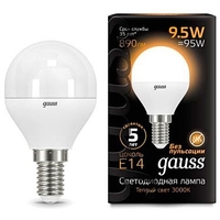 Лампа светодиодная LED 9.5 Вт 890 Лм 3000К теплая Е14 Шар Black Gauss - 105101110