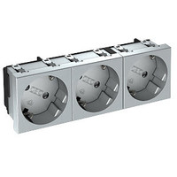 Розетка 3х2К+3 под углом 33° шторки 16А 250В (45х135 мм - 3 модуля Modul45) алюминиевый лак | 6120133 OBO Bettermann