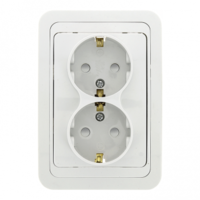 Розетка 2-м СП Лондон 16А IP20 с заземл. защ. шторки бел. PROxima EKF EER16-128-100