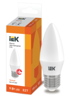 Лампа светодиодная LED 9вт Е27 тепло-белый матовая свеча ECO - LLE-C35-9-230-30-E27 IEK (ИЭК)