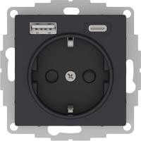Розетка AtlasDesign 16А с 2-мя заряд. устройствами USB тип A+C 5В/2.4А 2х5В/1.2А механизм карбон SchE ATN001032 Schneider Electric