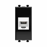 Телефонная розетка RJ-12 без шторки модульная, "Avanti", "Черный квадрат", 1 модуль | 4402611 DKC (ДКС)