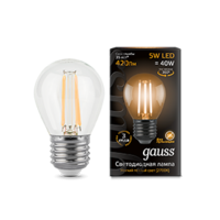 Лампа светодиодная филаментная Filament 5Вт шар 2700К тепл. бел. E27 420лм GAUSS 105802105
