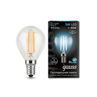 Лампа светодиодная филаментная Filament 5Вт шар 4100К нейтр. бел. E14 450лм GAUSS 105801205