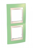 Рамка 2-м Unica Хамелеон верт. зел. яблоко/беж. SchE MGU6.004V.563 Schneider Electric