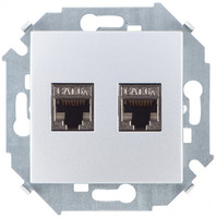 Розетка компьютерная 2-м Simon15 RJ45 кат.6A AMP FTP механизм алюм. Simon 1591564-033