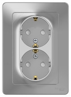 Розетка 2-м СП Blanca 16А IP20 250В с заземл. защ. шторки алюм. SchE BLNRS001123 Schneider Electric