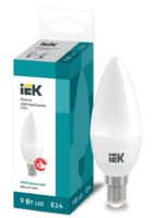 Лампа светодиодная Eco 9Вт C35 свеча 4000К нейтр. бел. E14 230В IEK LLE-C35-9-230-40-E14 (ИЭК)