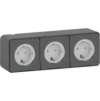 Блок розеточный 3-м ОП Mureva Styl 16А IP55 с заземл. винт. клеммы антрацит SchE MUR36038 Schneider Electric