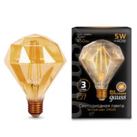 Лампа светодиодная филаментная Filament Diamond 5Вт 2400К E27 450лм golden Gauss 147802005