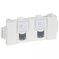 Механизм розетки компьютерной 2-м СП 4мод. Mosaic RJ45 кат.5E UTP CD с механизмом быстр. подключ. бел. Leg 076541 Legrand